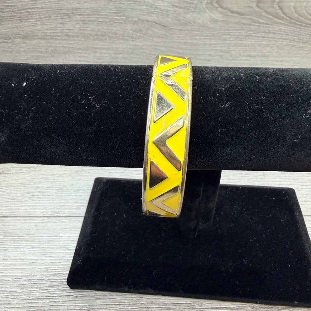 Yellow Geometric Bangle Bracelet - image 1